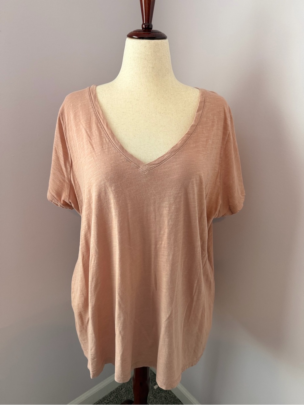 Madewell Whisper Cotton Blush V-Neck Short Sleeve Tee 2X